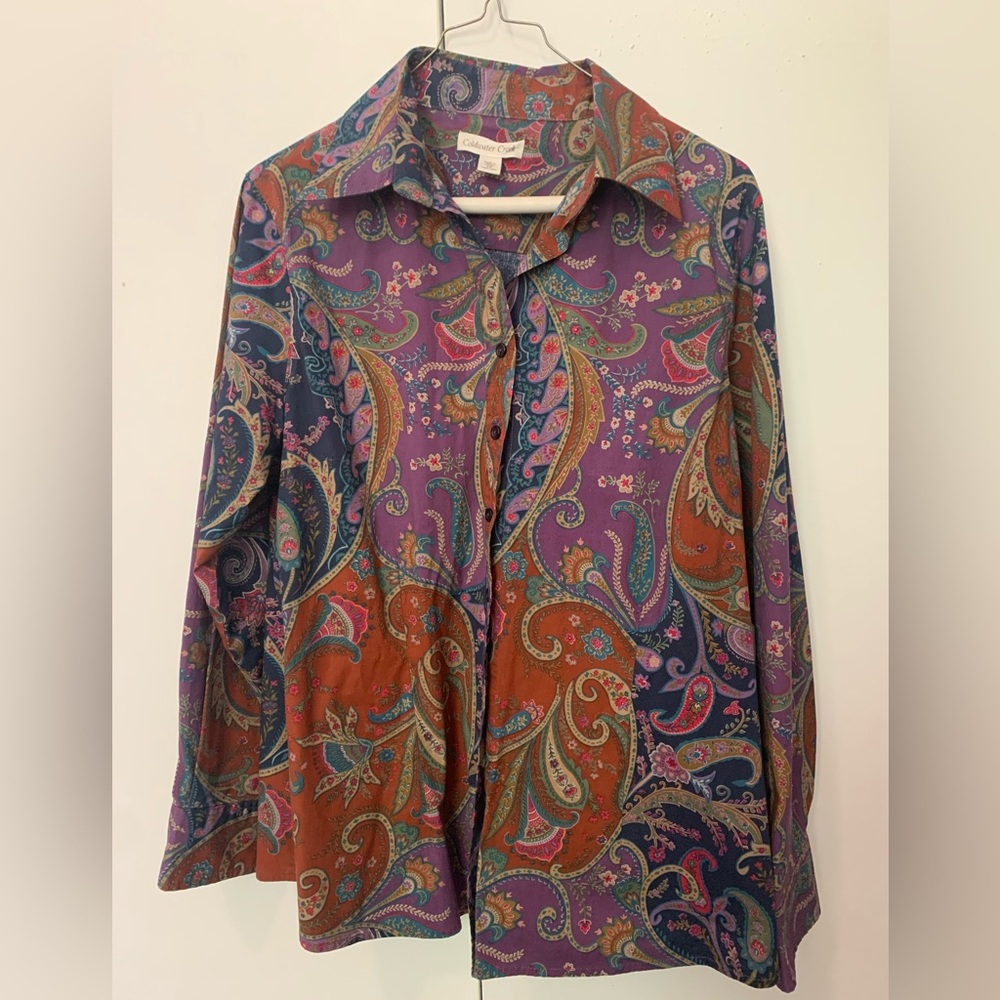 Coldwater Creek Multicolor Paisley Button-Down Shirt